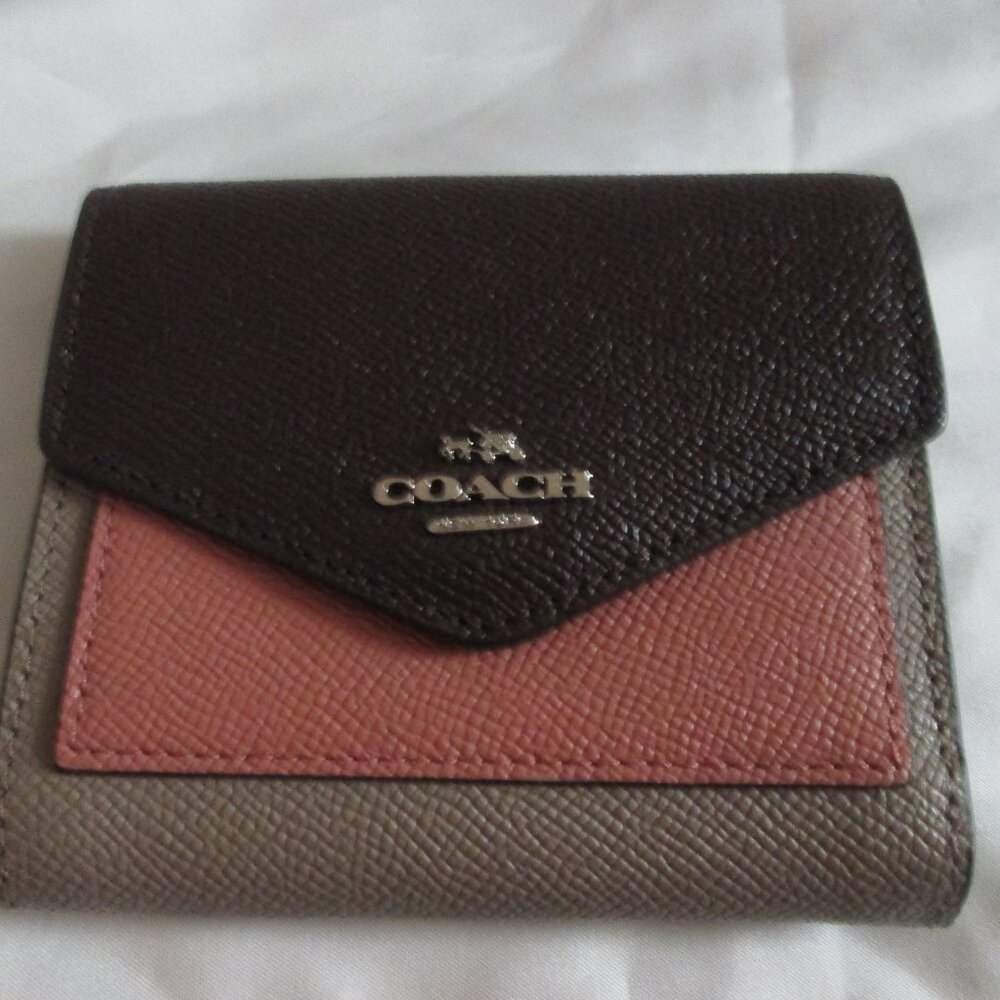Coach small colorblock trifold wallet